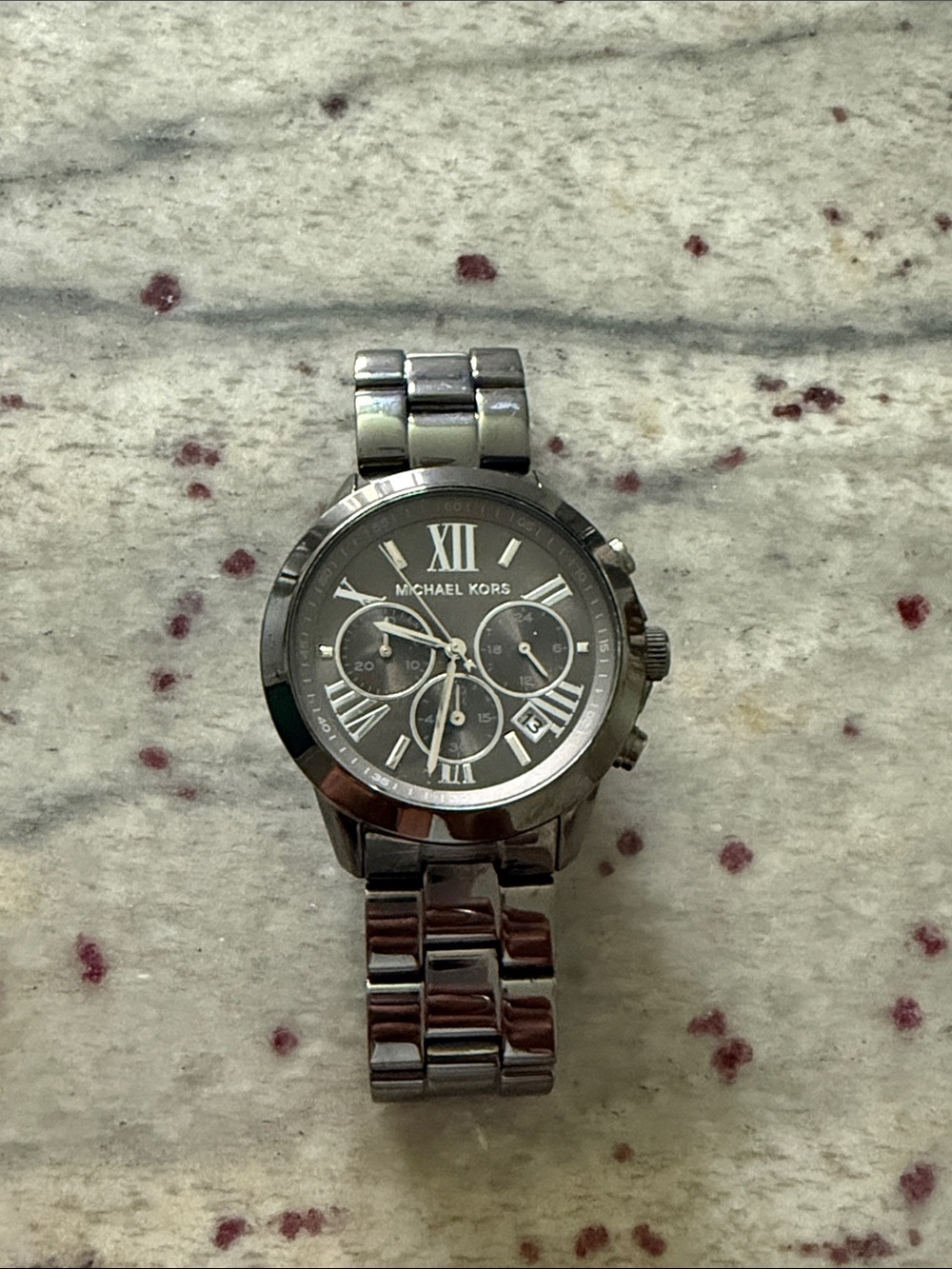 Michael Kors Gray and Silver Stainless Chronograph Bracelet Watch
